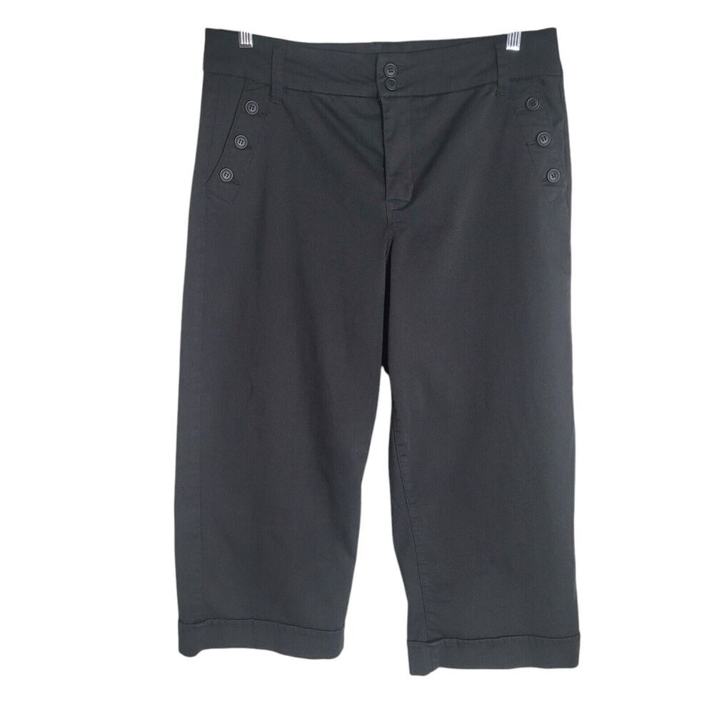 Melissa McCarthy Seven Crop Wide Leg Sailor Pants Women's Size 16W Black Trouser